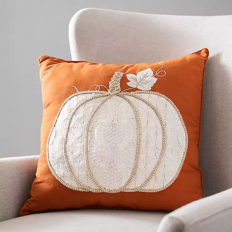 White Knit Pumpkin Pillow | Kirkland's Home