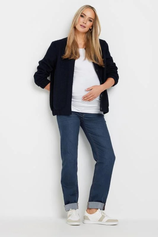 LTS Tall Maternity Dark Blue Turn Up Straight Leg Jeans | Long Tall Sally
