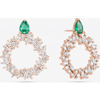 Green Emerald Mixed Fancy Diamond Circle Hoops in 14K Rose Gold by Lana Jewelry | Lana Jewelry (US)