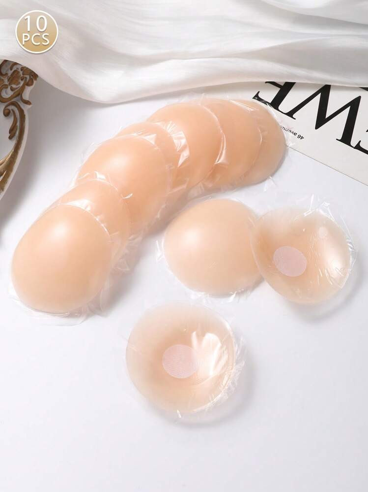 10pcs Reusable Silicone Round Liquid Nipple Covers, Invisible & Non-Marking Breast Petals | SHEIN