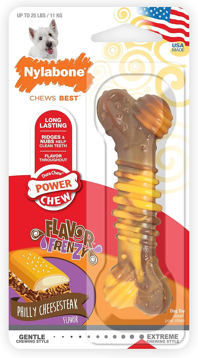 Pet Supplies : Nylabone Flavor Frenzy Power Chew Dog Toy Philly Cheesesteak Small/Regular (1 Coun... | Amazon (US)