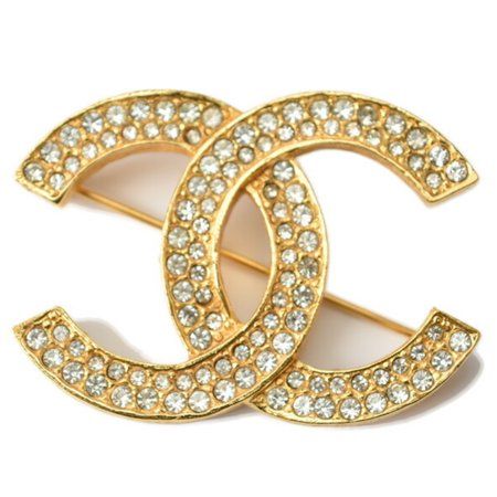 Authenticated Used CHANEL brooch pin here mark rhinestone gold | Walmart (US)