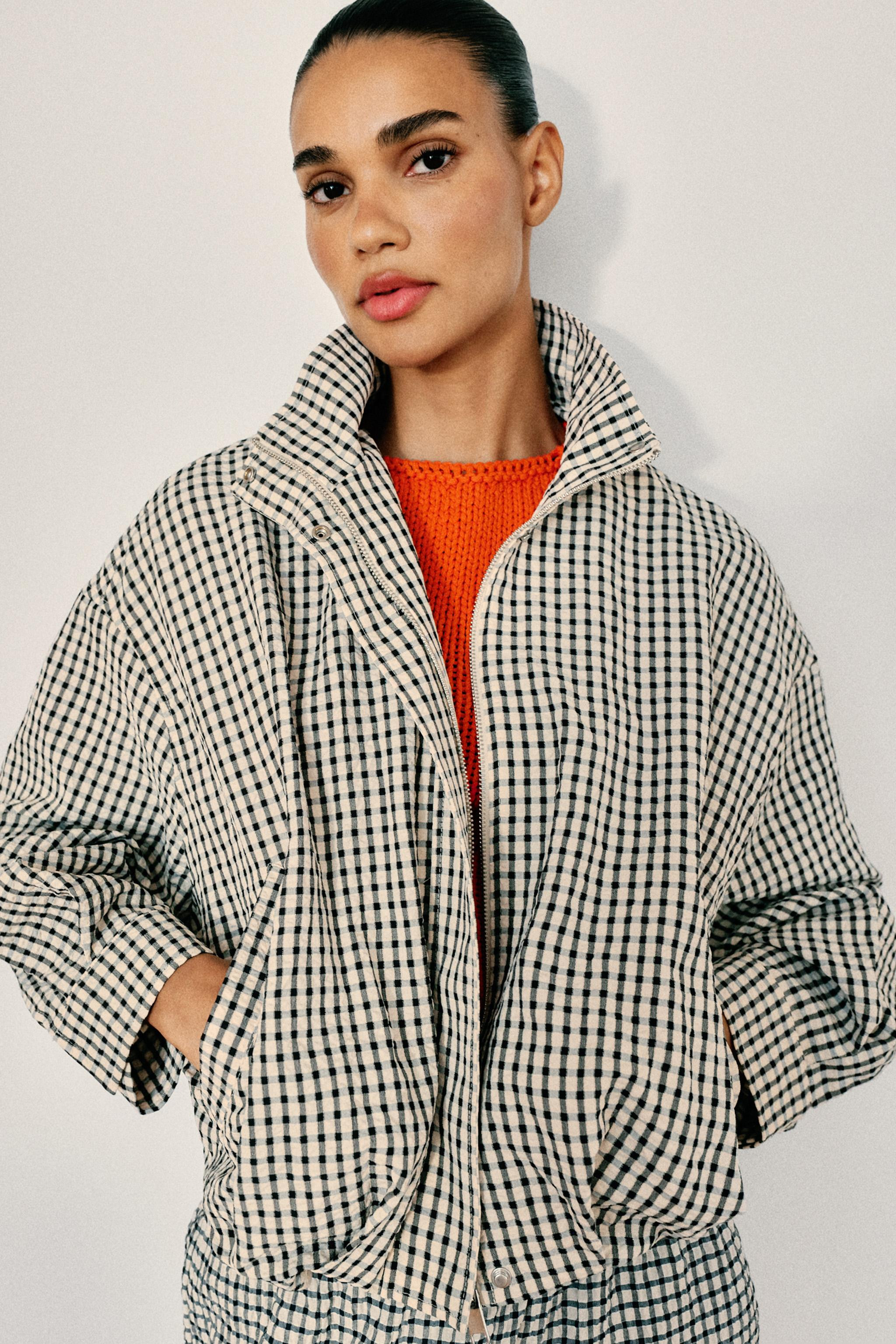 CHECK BOMBER JACKET | Zara US