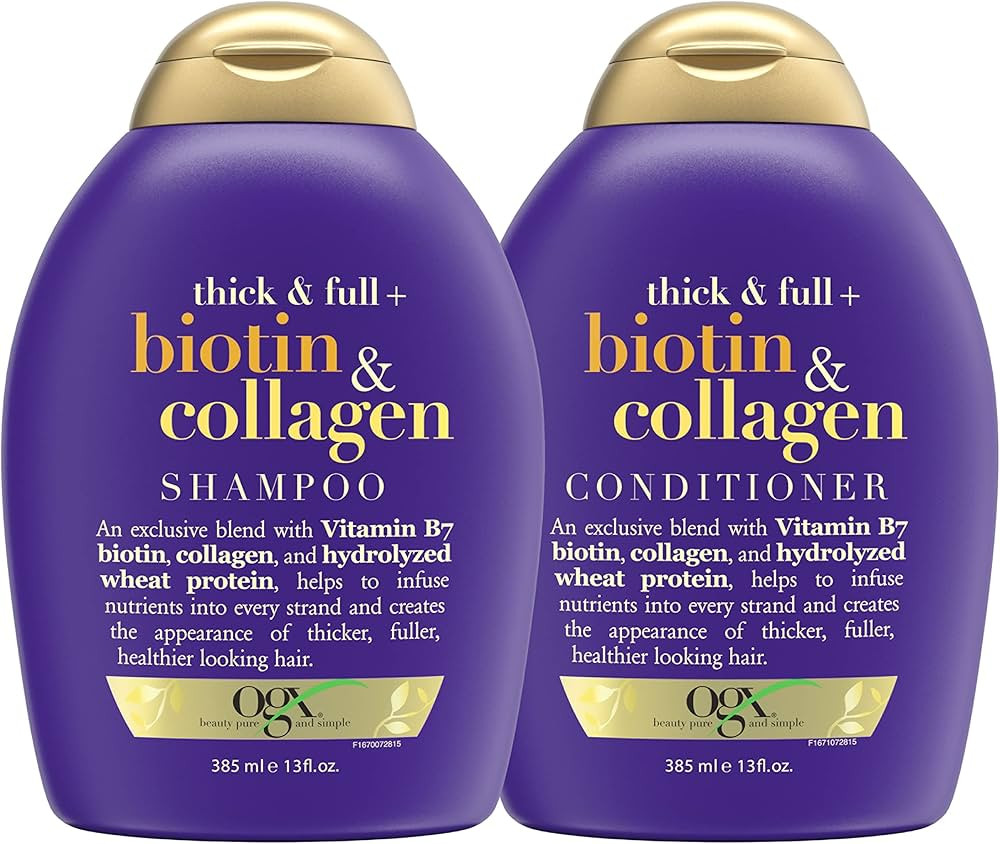 OGX Thick & Full + Biotin & Collagen Shampoo & Conditioner Set, (packaging may vary), Purple, 13 ... | Amazon (US)