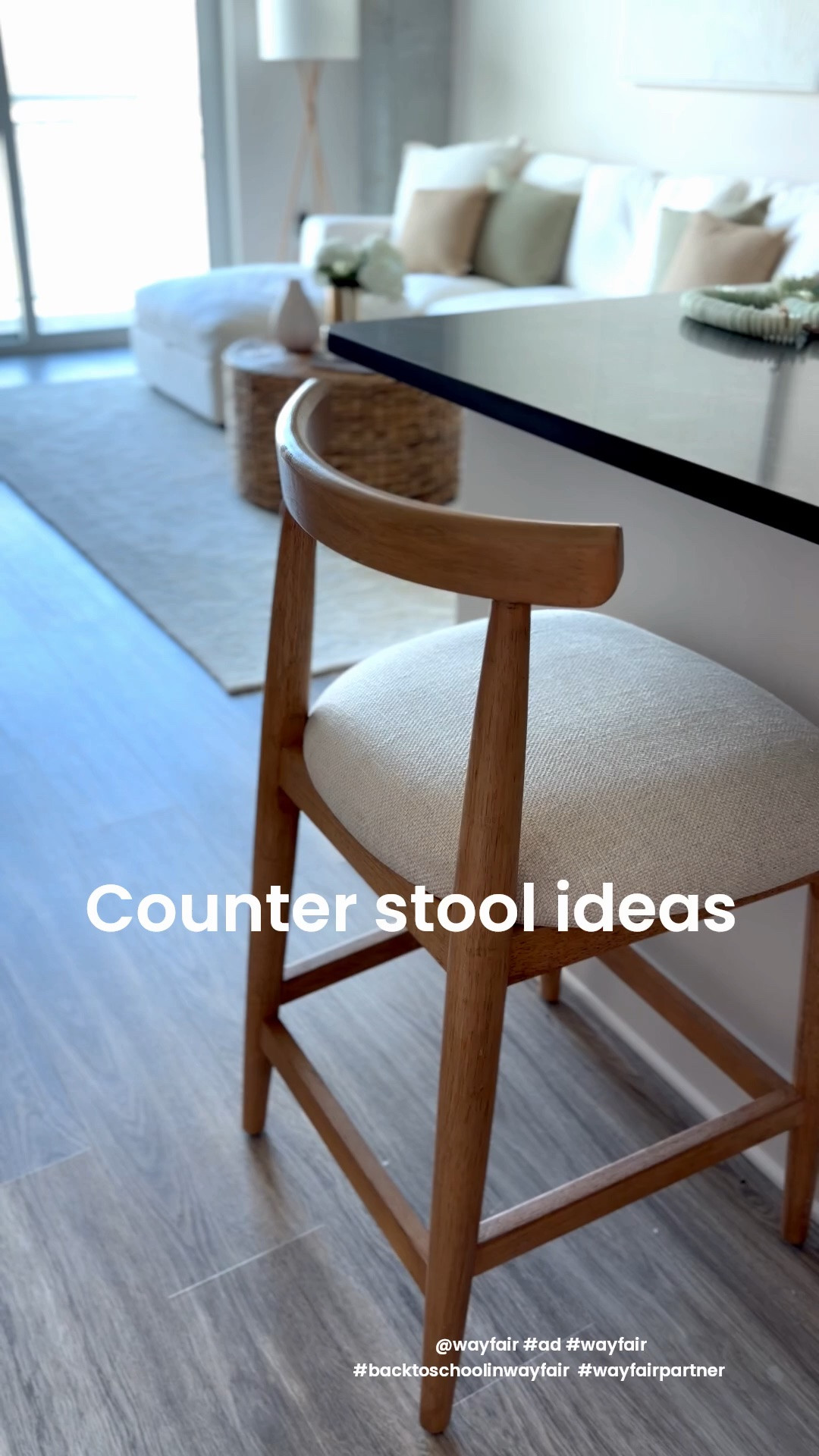 #Ad #WayfairPartner These upholstered bar stools instantly lightened up the space while adding comfort and a clean, timeless look. @Wayfair wayfair  #Wayfair #BacktoSchoolinWayfair