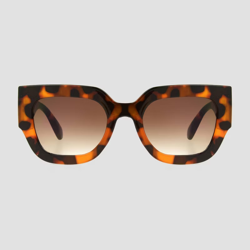 Women's Tortoise Shell Print Oversized Square Sunglasses - Universal Thread™ Brown | Target