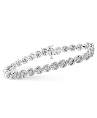 Diamond Twist Bracelet (1 ct. t.w.) in Sterling Silver - Macy's | Macy's