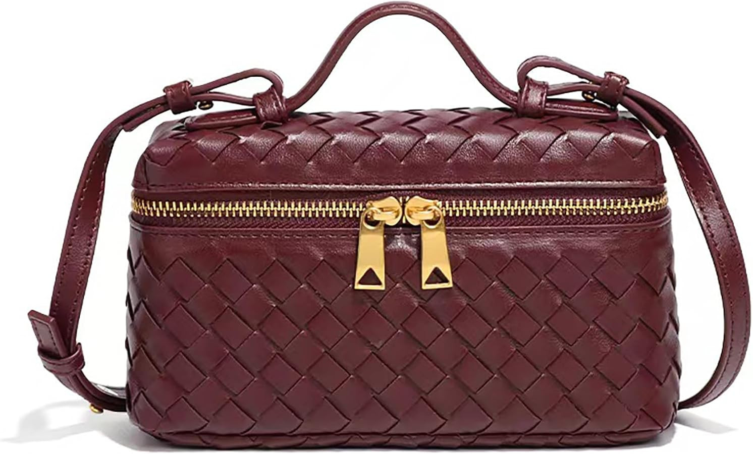 Woven Crossbody Bags for Women Trendy Clutch Purse Small Top Handle Leather Handbag with Cherry C... | Amazon (CA)