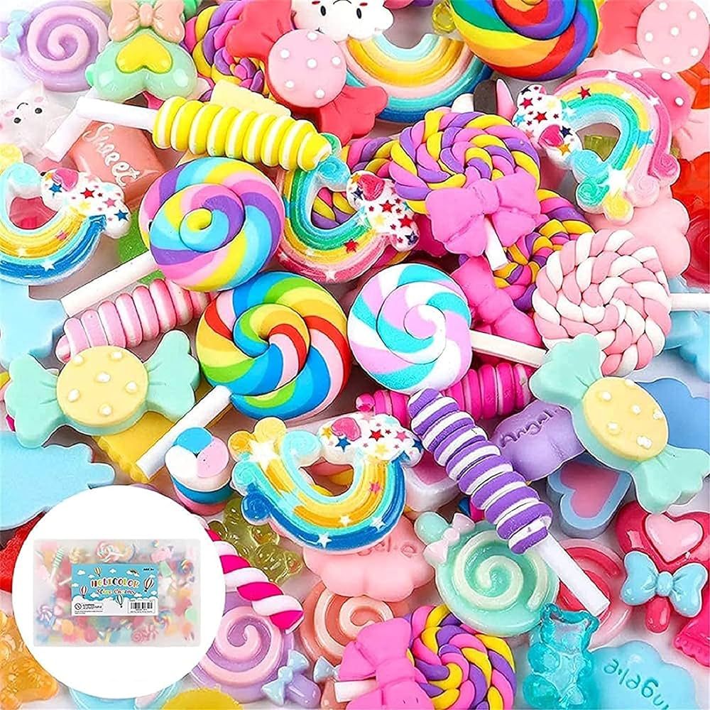 Holicolor 120pcs Slime Charms Resin Fake Candy Charms Kawaii Cute Set Mixed Assorted Sweets Flatb... | Amazon (US)