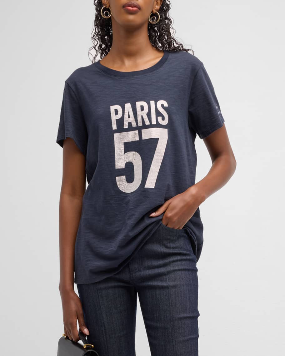 Cinq a Sept Rhinestone Paris 57 Short-Sleeve T-Shirt | Neiman Marcus