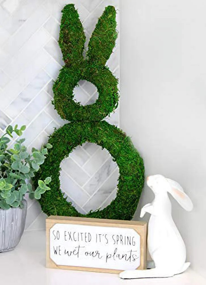 AuldHome Design Easter Spring Moss Wreath Base, Bunny Rabbit Shape Door Decor | Walmart (US)