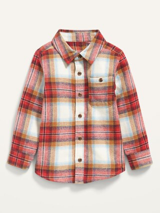 Drop-Shoulder Plaid Flannel Shirt for Toddler Girls | Old Navy (US)