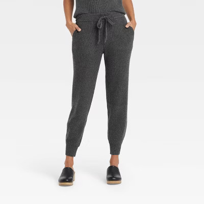Women's Drawstring Sweater Jogger Pants - Universal Thread™ Charcoal Gray M | Target