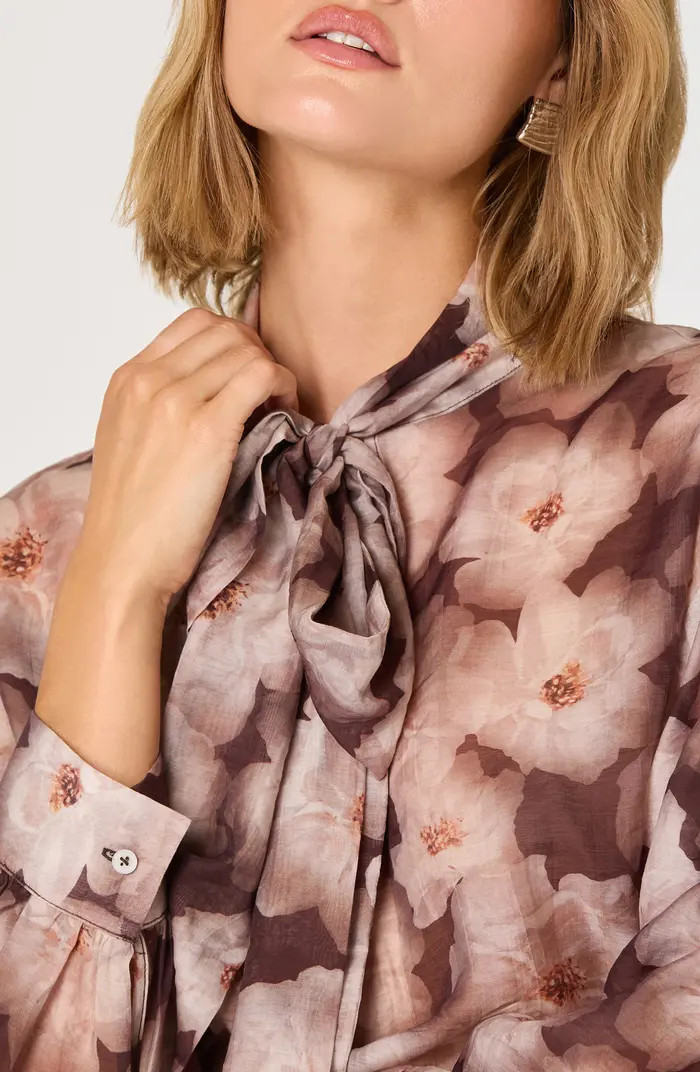 Floral Tie Neck Top | Nordstrom