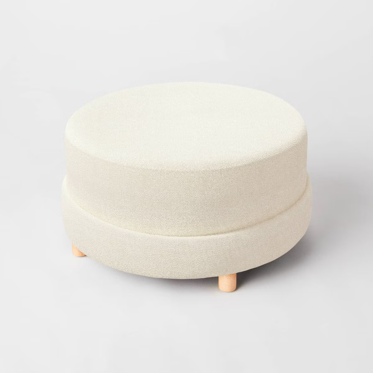 Wilmington Upholstered Round Ottoman Cream Boucle - Threshold™ designed with Studio McGee Assem... | Target