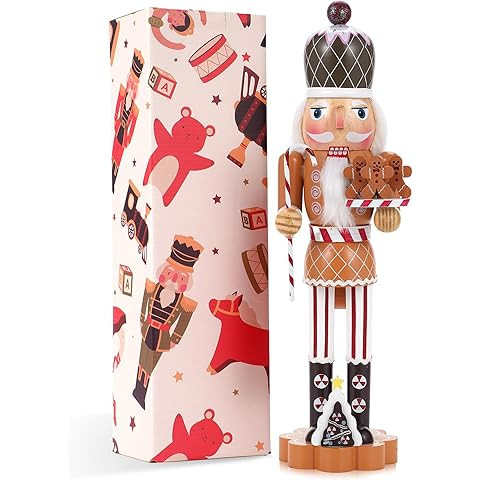 Nutcracker Gingerbread Figure, 14.4 Inch Wooden Christmas Nutcracker Decor, Xmas Nutcracker Figur... | Amazon (US)