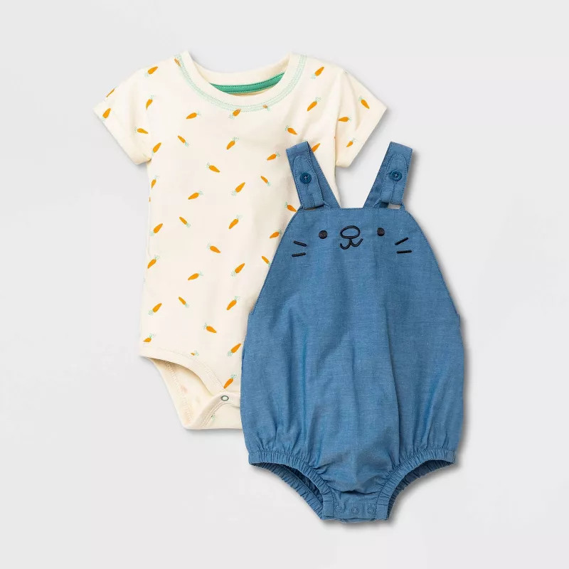 Baby Chambray Bunny Top & Bottom Set - Cat & Jack™ Dark Off-White | Target
