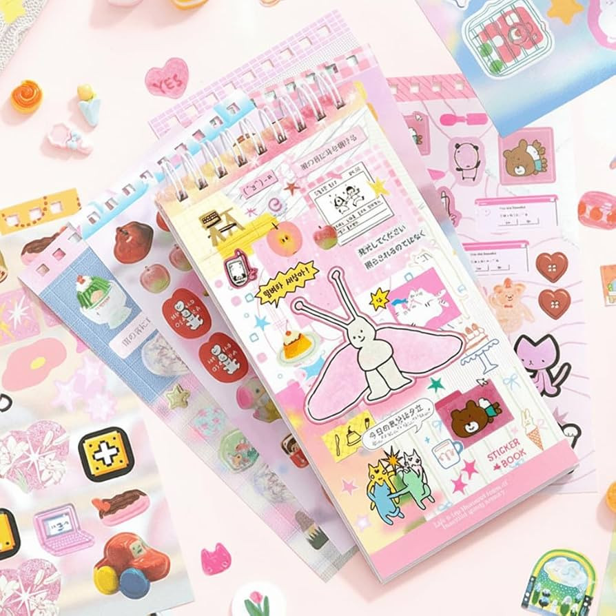 20 Sheets INS Style Cute Cartoon Sticker Book – Kawaii Stickers for Journaling Junk Journal Scr... | Amazon (US)