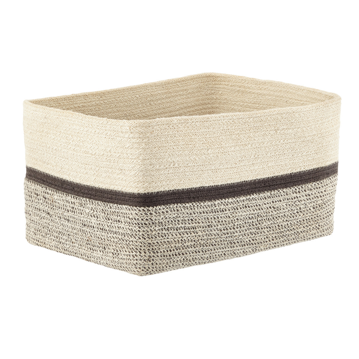 Seine Woven Jute Storage Bin Grey/Natural Stripe | The Container Store