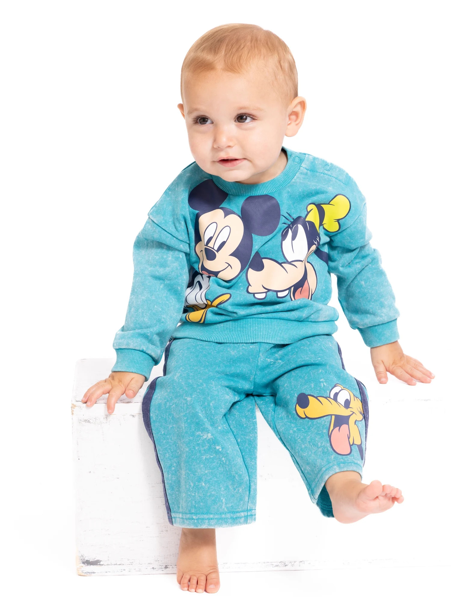 Mickey and Friends Baby Long Sleeve Graphic Crewneck Tee with Matching Pants, 2-Piece, Sizes 0/3M... | Walmart (US)