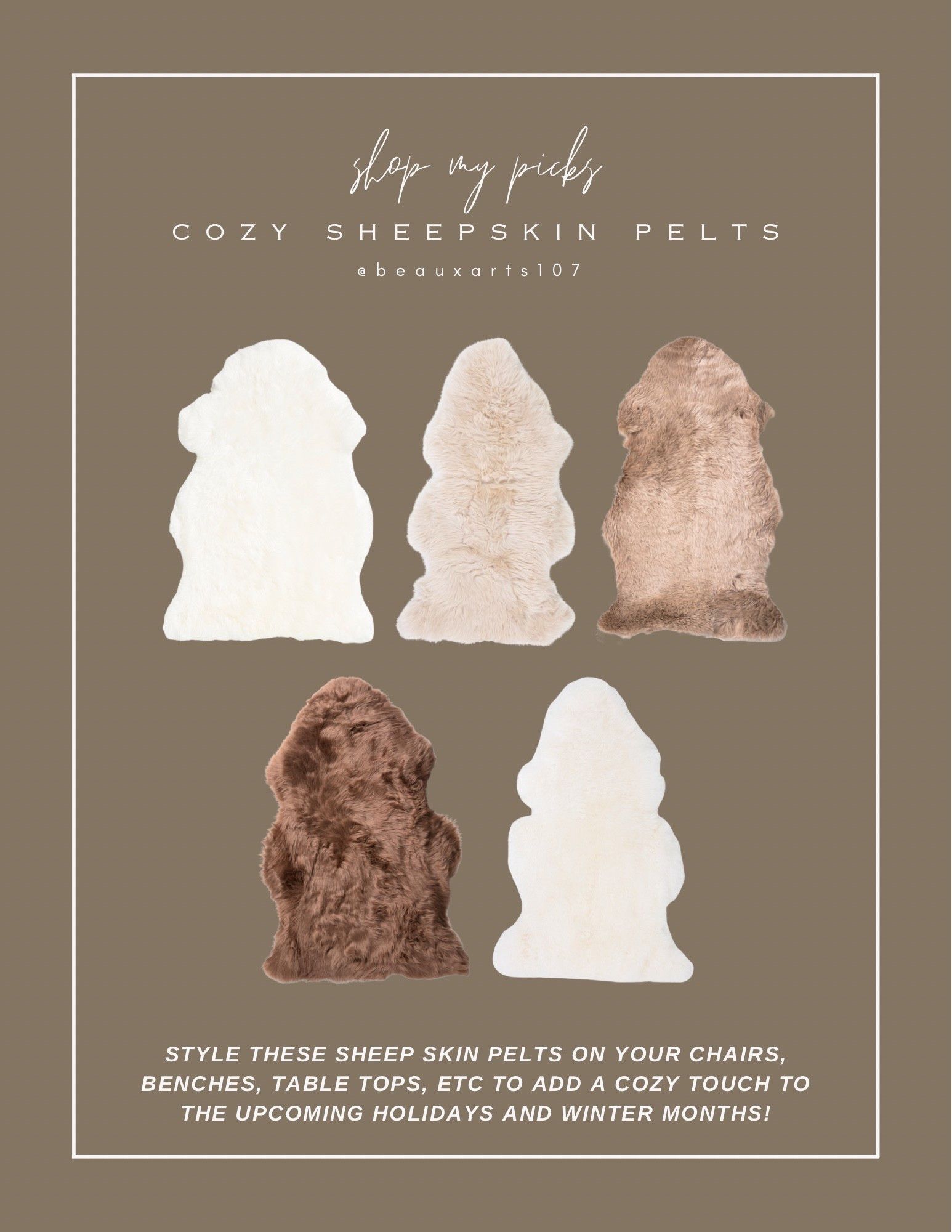 Save on these cute sheepskin pelts/rugs to cozy up your space for the upcoming winter/holiday season!!

#LTKHome #LTKFindsUnder100 #LTKSaleAlert #LTKHoliday