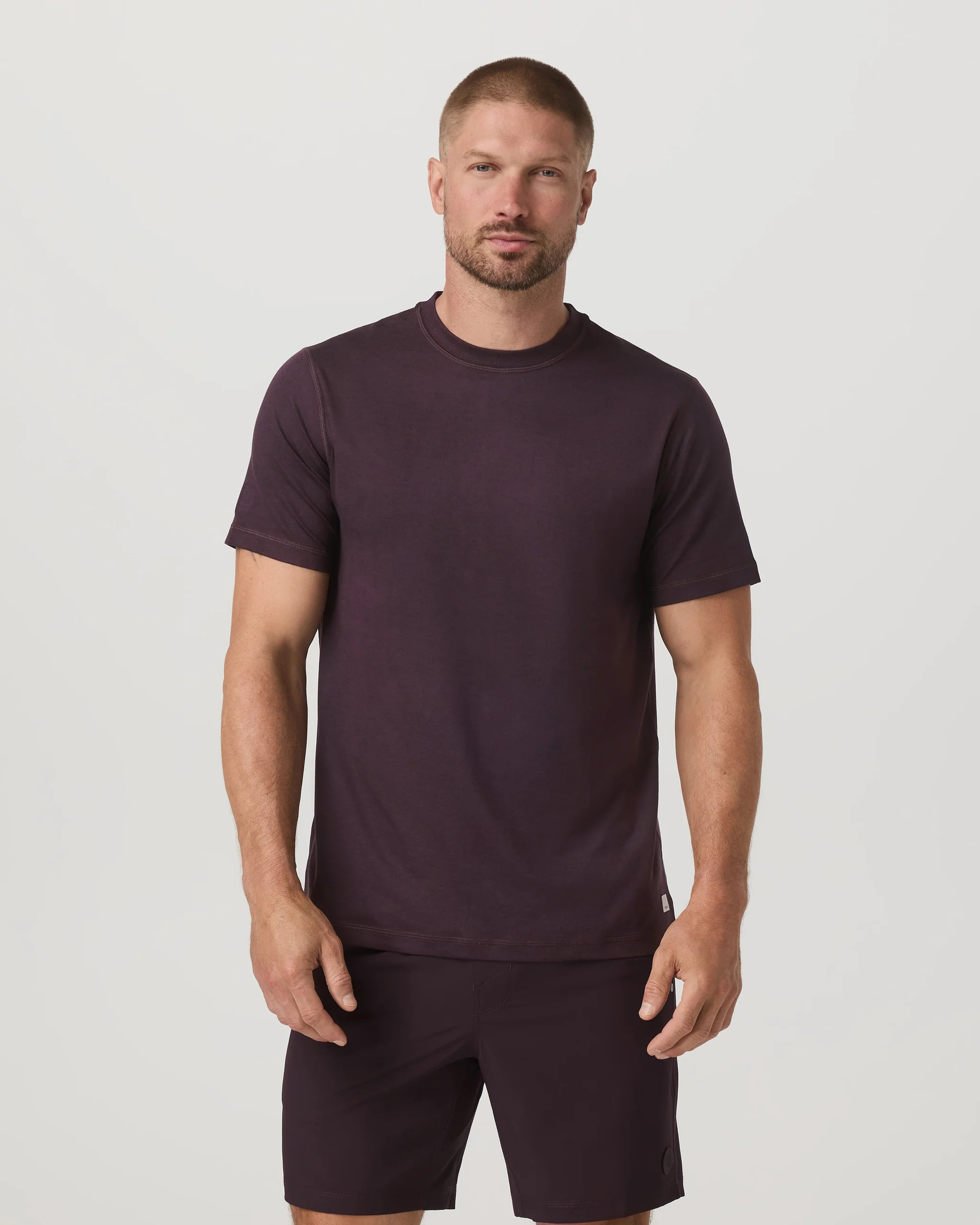 Men's Short Sleeve Ponto Performance Tee | Raisin Heather | Vuori | Vuori Clothing (US & Canada)