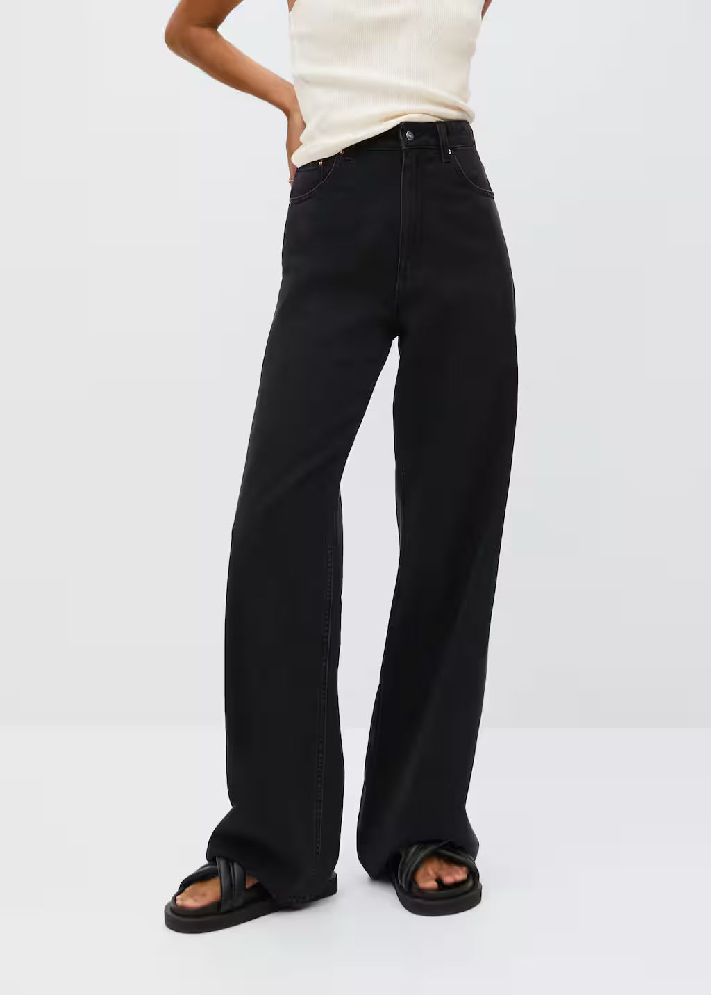 High-waist wideleg jeans | MANGO (US)