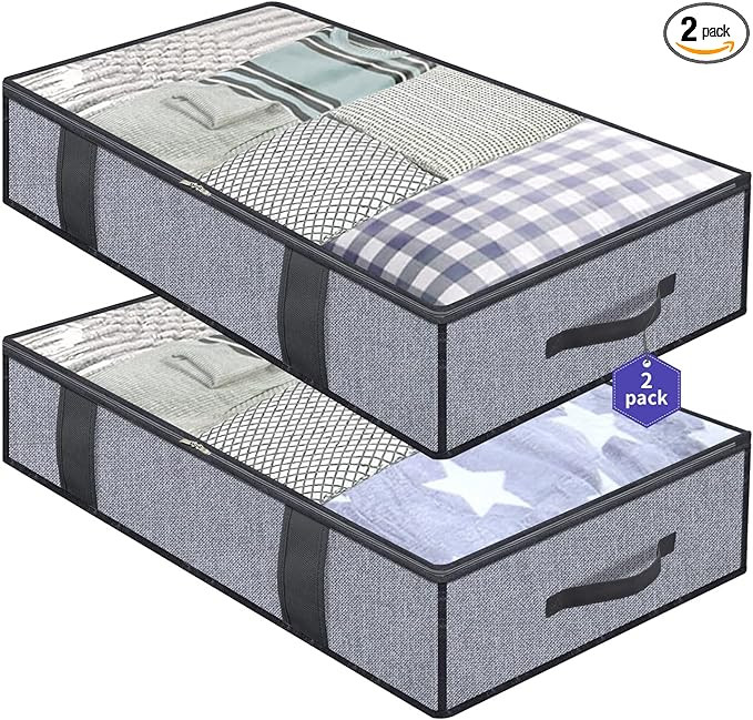 Onlyeasy Foldable Underbed Bags - 2 Pack Blankets Clothes Comforters Storage Bag Breathable Zippe... | Amazon (US)