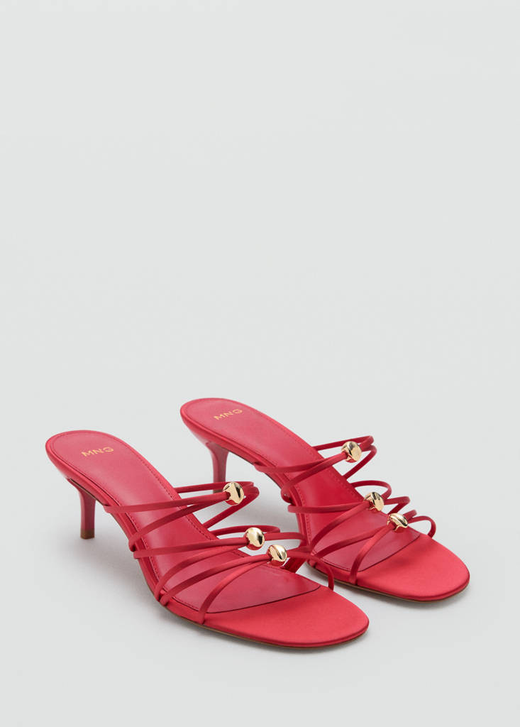 Heeled sandal with satin straps red - Women - 9½ - MANGO | Mango (US/MX/AU)