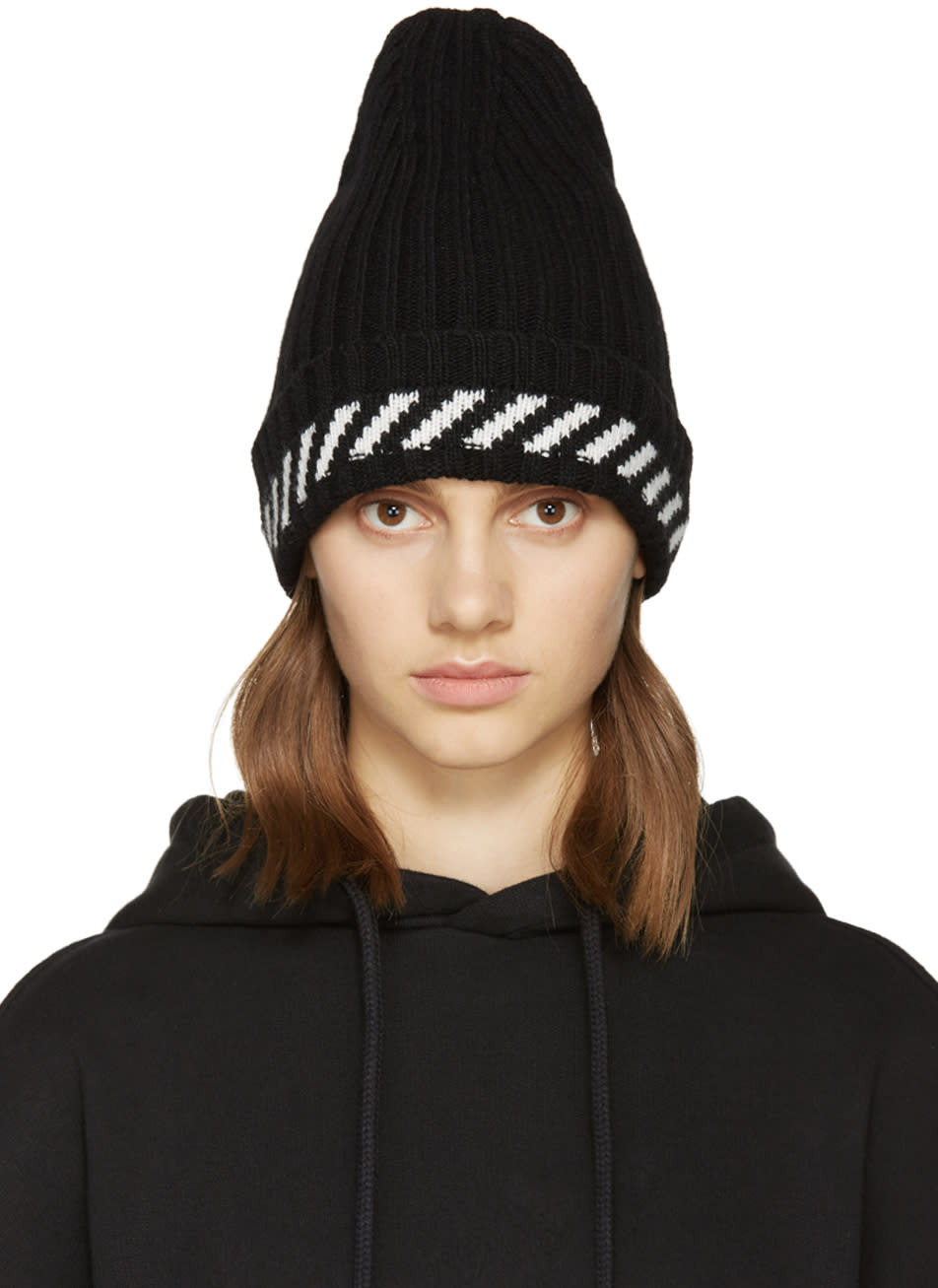 Off-white Black Diagonals Beanie | SSENSE