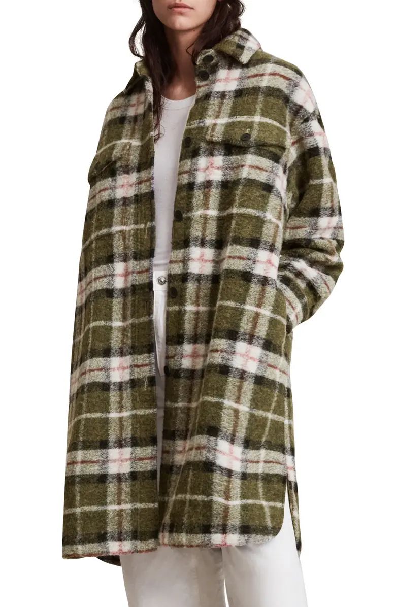 Tia Plaid Wool Blend Shirt Jacket | Nordstrom