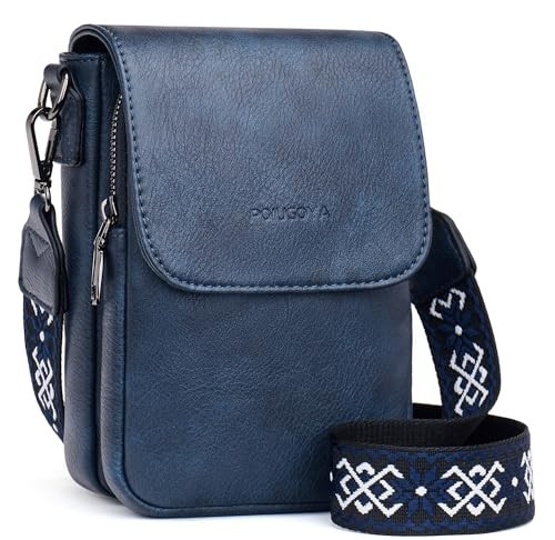 POIUGOYA Small Crossbody Bags for Women Trendy,Leather Triple Compartment Cell Phone Crossbody Wallet Purses with Card Slots | Amazon (US)