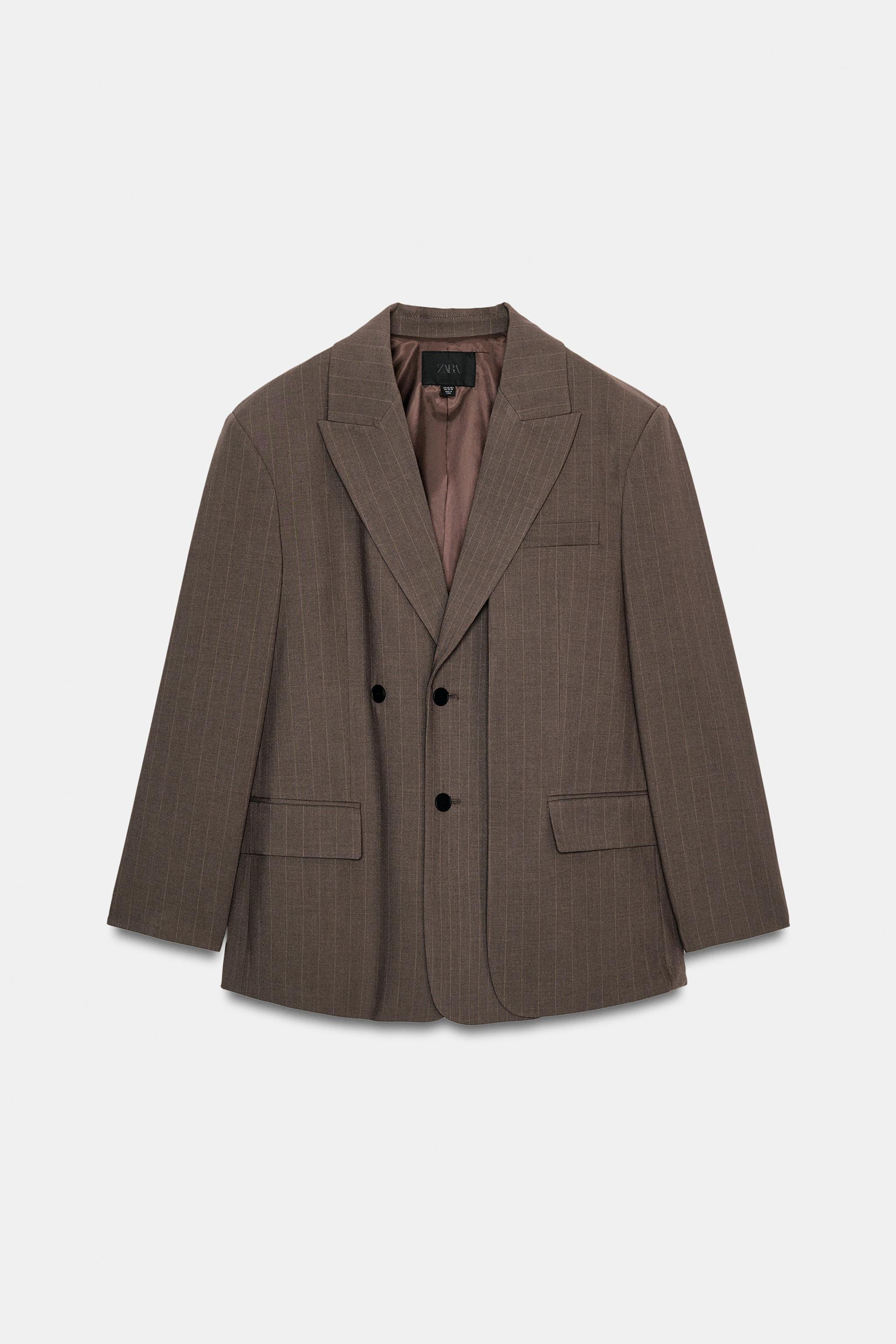 OVERSIZE STRIPED DOUBLE FABRIC BLAZER | Zara US