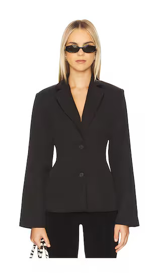 Valerie Open Back Blazer in Black | Revolve Clothing (Global)