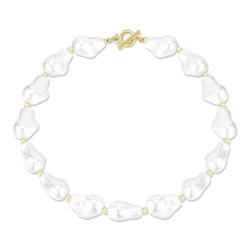 Dckazz Chunky Pearl Necklace Faux Baroque Pearl Necklace Statement Choker for Women | Amazon (US)