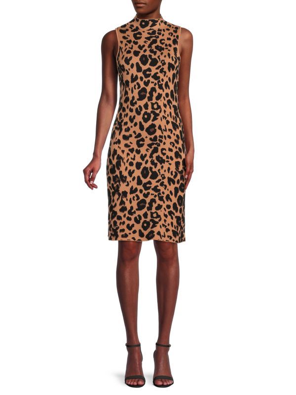 T Tahari Jewelneck Leopard Print Midi Dress on SALE | Saks OFF 5TH | Saks Fifth Avenue OFF 5TH