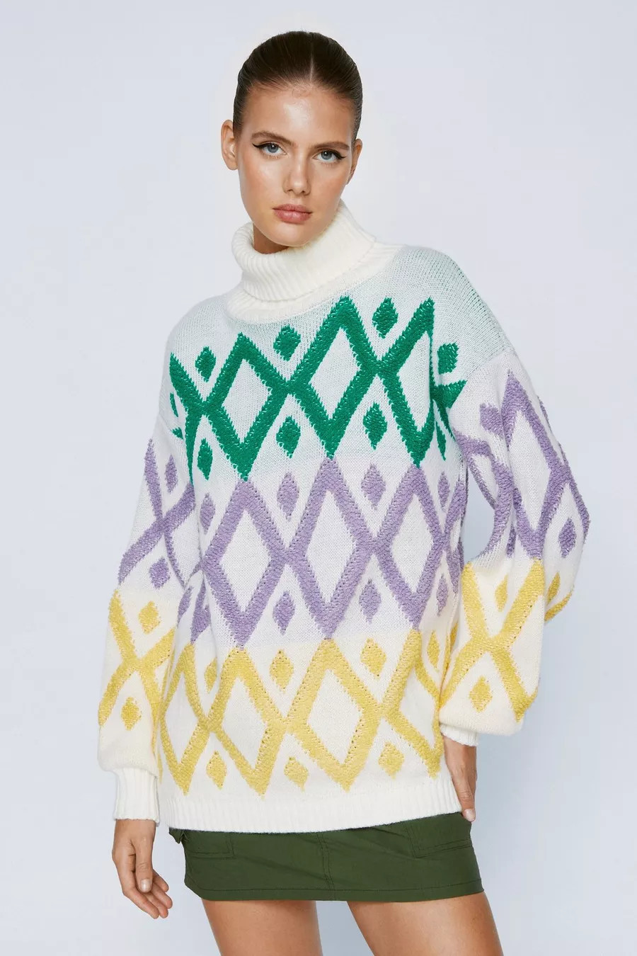 Zig Zag Stripe Roll Neck Knitted Sweater | Nasty Gal (US)