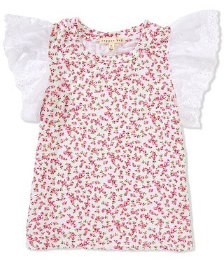 Copper Key Big Girls 7-16 Eyelet Flutter Sleeve Top | Dillard's | Dillard's