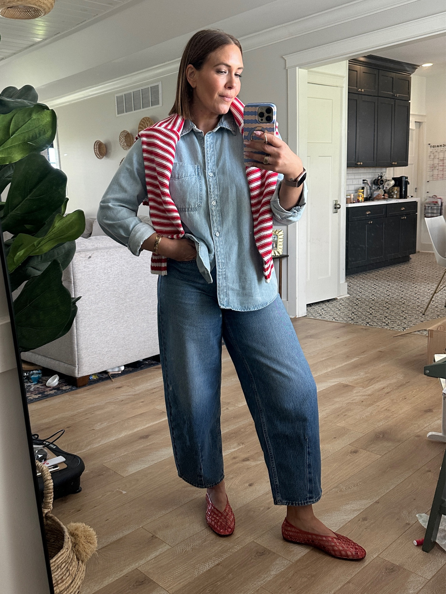 Denim on denim! Striped sweater is 40% off! 

#LTKmomlife #LTKootd #LTKgrwm