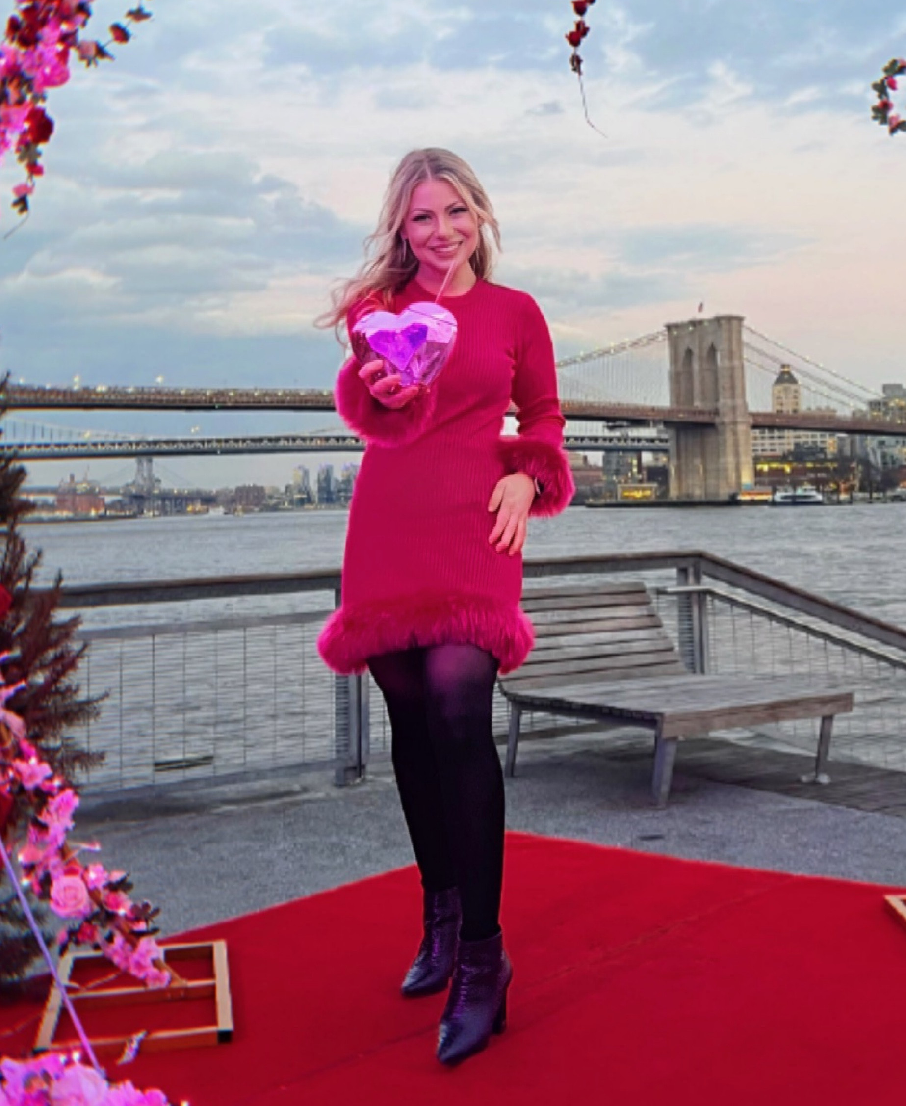 Love this pink sweater dress with a faux fur hem 💖💗🎀👛🌸

#LTKstyletip