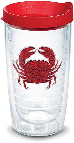 Tervis Crab Insulated Tumbler with Emblem and Red Lid, 16 oz, Clear | Amazon (US)