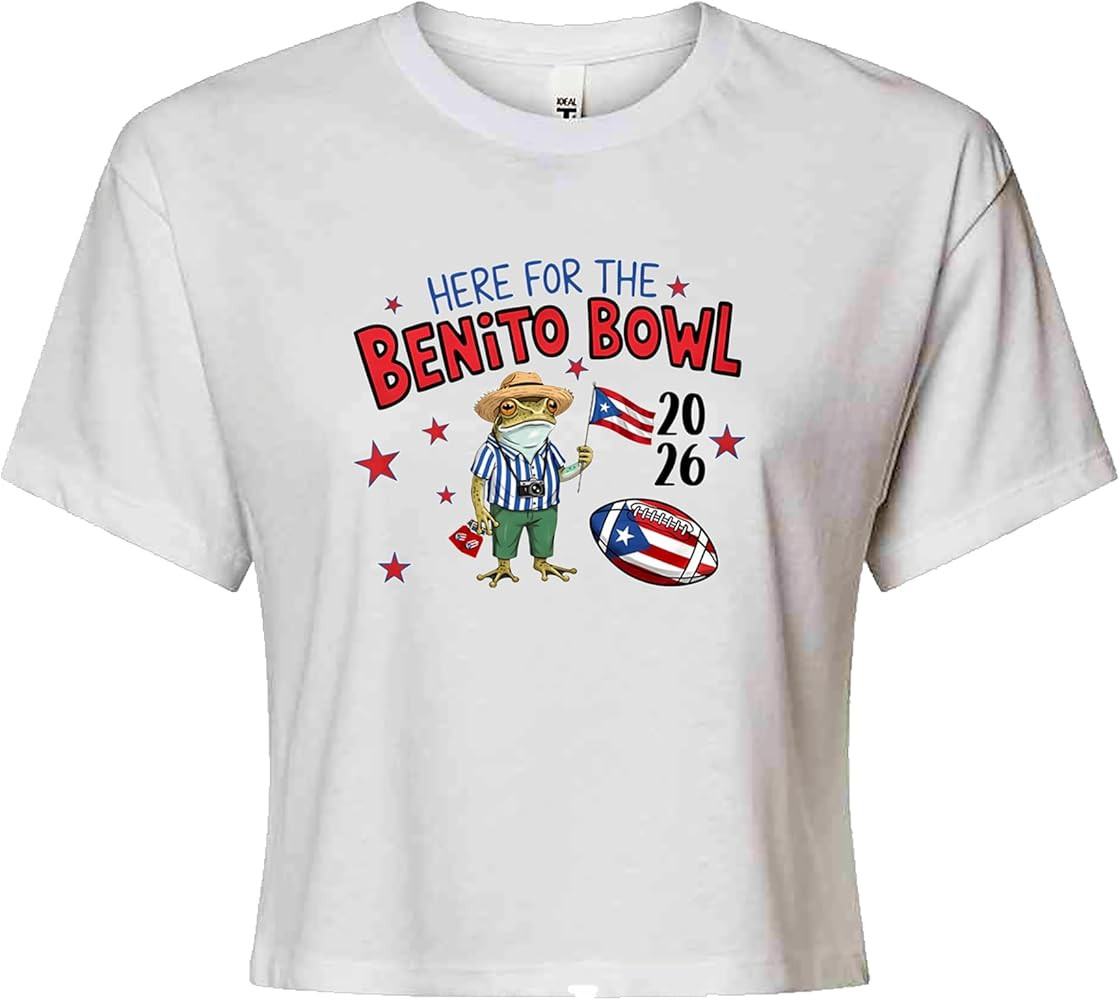 Frog Here for The Benito Bowl Football Womens Cropped T-Shirt, Soft Cotton Blend, Crop Top | Amazon (US)