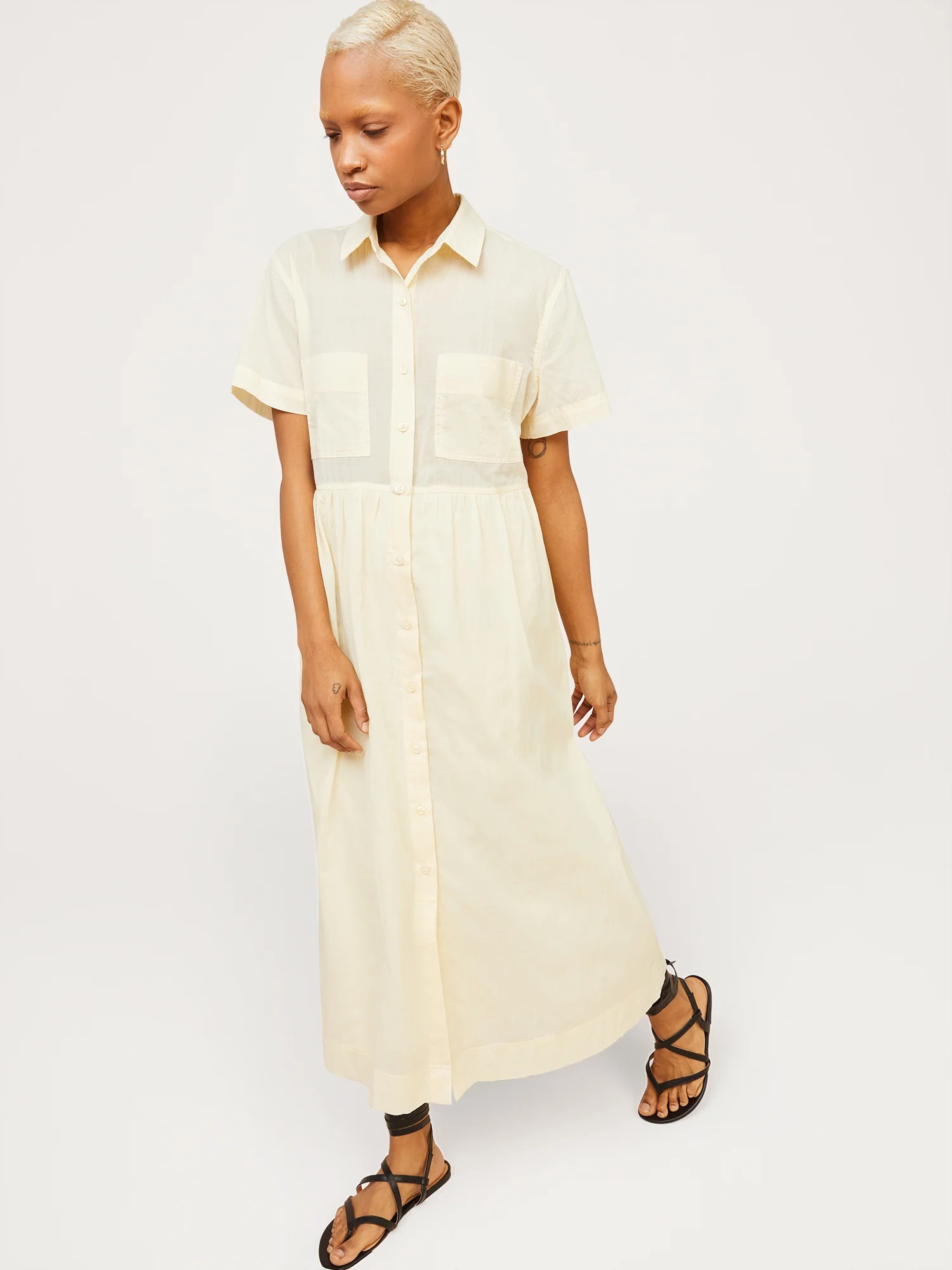 Free Assembly Women’s Short Sleeve Maxi Shirt Dress | Walmart (US)
