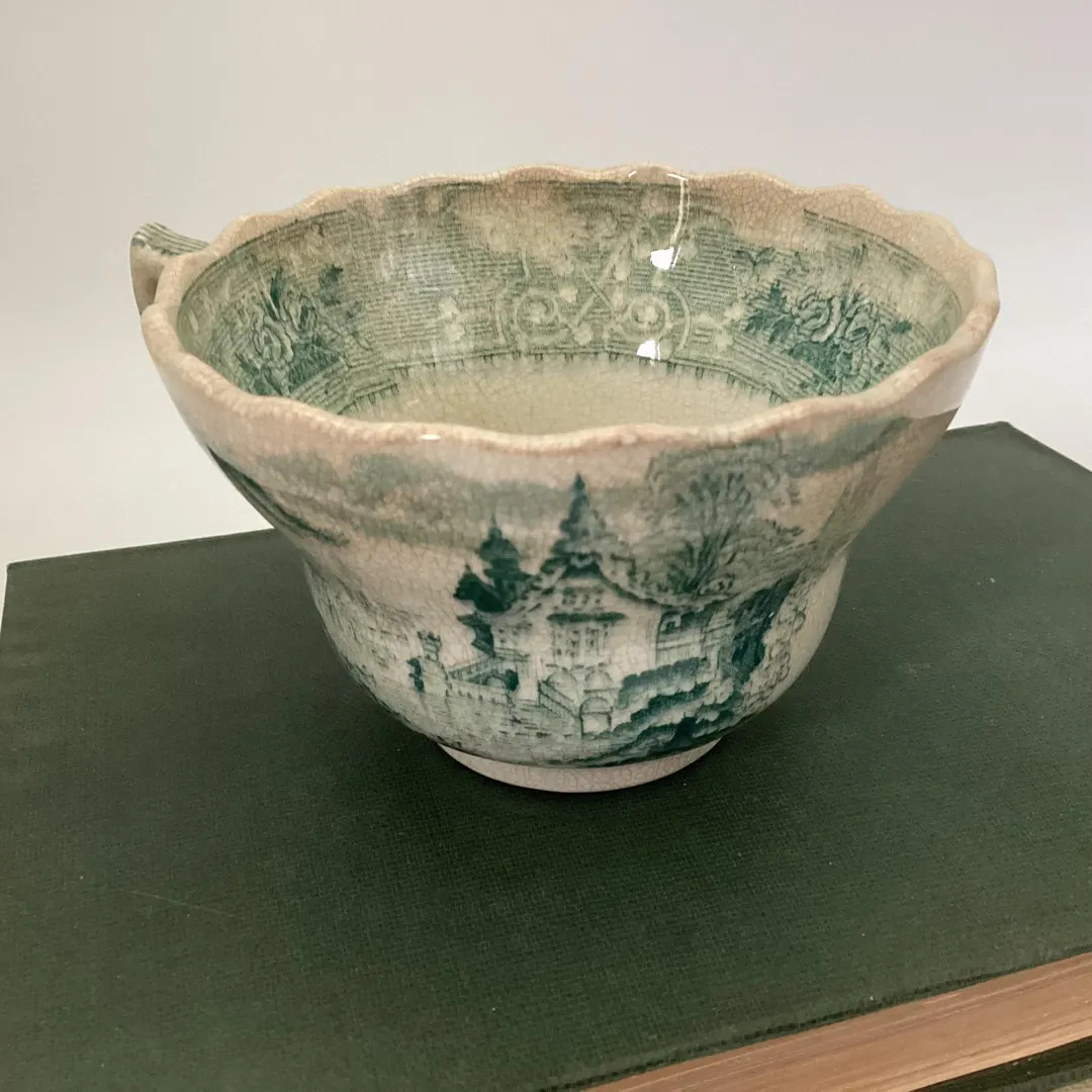 Antique English Green Transferware Teacup, Scalloped Rim, Pastoral Scenic Pattern, Cottagecore Te... | Etsy (US)