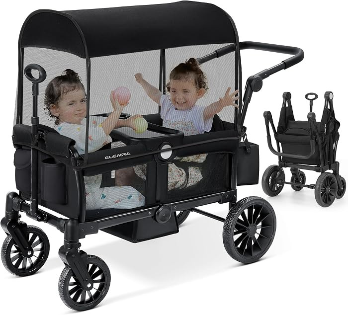 ELEMARA Foldable Wagon Stroller, Stroller Wagon for 2 Kids, Premium All Terrain Wagon for Kids wi... | Amazon (US)