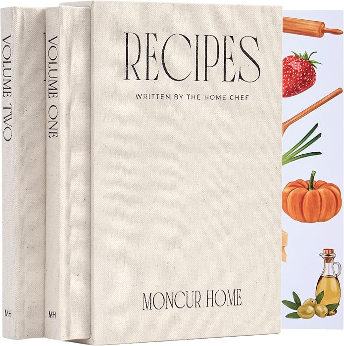 Recipe Book To Write In Your Own Recipes Set of 2 Blank Recipe Book Linen Beige with 2 Sticker Sh... | Amazon (US)