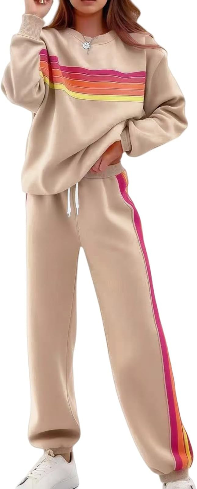 2 Piece Lounge Sets for Women Summer Rainbow Striped Tops Casual Shorts Color Blocked Suit Sweats... | Amazon (US)