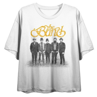 The Band Group Shot Women's White Short Sleeve Crop Tee-L | Target