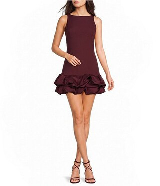 Drop Waist Bubble Hem Ruffle Mini Dress | Dillard's