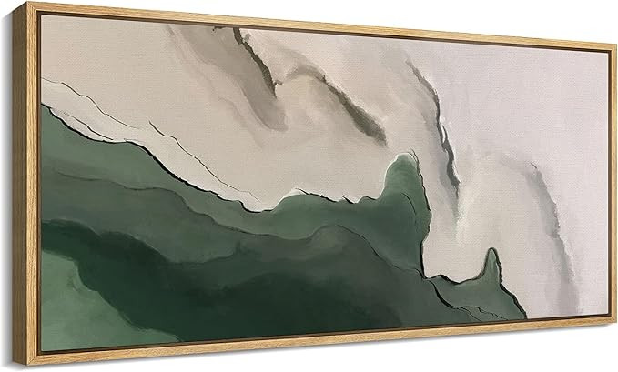 SIGNFORD Extra Large Framed Canvas Print Wall Art Abstract Green and White Flowing Illustrations ... | Amazon (US)